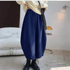 Women Carrot Pants Elastic Waist Loose Casual Solid Pocket Japanese Vintage Trousers Female Mom Wide Leg Pants Clothes