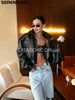 Women's Black Faux Leather Cropped Moto Jacket Asymmetric Zip PU Biker Coat Female Autumn Vintage Punk Outerwear