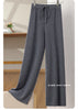 100% Merino Wool High Waist Knitted Pants Female Korean Wide Leg Pants Autumn and Winter Wool Pants Solid Color Casual Pants