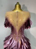 Women Sexy Mesh See Through Diamonds Bodycon Dress Birthday Evening Party Costume Bar Nightclub Stage Performance Outfit