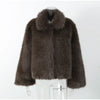 Women Solid Faux Fur Coat Elegant Lapel Collar Long Flare Sleeve Loose Jackets Winter Warm Female Chic High Street Outerwear