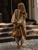 Women's Brown Stand Up Collar Long Long Trench Coat Lantern Sleeve Side Slit Loose Windbreaker Spring Autumn Coat