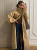 Elegant Minimal Trench Coat Sophisticated Office Commute Loose Long Maxi Overcoats Ladies Autumn Daily Street Fall Outerwear