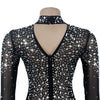 Fall Diamonds See Through O-neck Women Long Sleeve Bodycon Mini Dress Birthday Party Evening Sexy Maxi Dresses