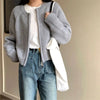 Autumn Winter Short Knitting Cardigan Women Solid Color Long Sleeve Round Neck Sweater Jacket Casual Zipper Sweater Coats
