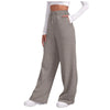 Women's Winter Sweatpants Solid Color Casual Fleece Sweatpants Outdoor Travel Camping Wide Leg Straight Pants