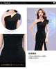 Host evening dress, light, niche one shoulder black long dress, fishtail, one shoulder dress, female