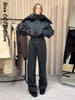 Winter Women's One‑piece Ski Suit Hooded Zipper Pocket Full Sleeve Coat Pant Suits Lady Warm Vacation Skiwear