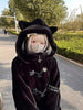 Autumn Winter Oversized Soft Thick Warm White Faux Fur Hoodie Women with Bear Ears Horn Buttons Punk Style Fluffy Jacket