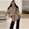 Tie Up Short Women 's Trench Coat Lapel Long Sleeve With Belt Oversize Windbreaker Female Spring Autumn Woman Outerwears