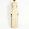 High Street Designer Party vestido Women's Flare Sleeve Scarf Pearls Beaded Maxi Long Dress