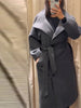 Women's Elegant Long Woolen Coat Chic Casual Stand Collar Lace-up Overcoat Winter Daily Commuting Outerwear