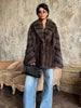 Women Solid Faux Fur Coat Elegant Lapel Collar Long Flare Sleeve Loose Jackets Winter Warm Female Chic High Street Outerwear