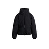 Women Peplum Ski Jackets Hooded Stand Collar Belt Waist Zipper Solid Puffer Jacket Sheath Warm Sport Winter Skiwear