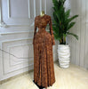 Women O-neck Long Sleeve Big Swing Pleated Maxi Dress Fall Winter Evening Sexy Party Vacation Long Dresses Vestidos