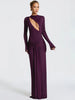 Hollow Out Long Sleeve Sexy Maxi Dress Women Gown Elegant O Neck Draped Ruched Bodycon Club Party Long Dress