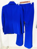 High Street Designer Runway Suit Set Women's Single Button Slim Fit Lapel Blazer Flare Pants Suit 2pcs Royal Blue