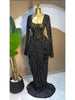 Women Floral Tie Dye Print Stacked Ruched Long Sleeve A-line Maxi Long Dress Birthda Party Education Dresses