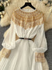Spring Autumn French Sequin Nail Bead Long Sleeved Dress Women Elegant Temperament Birthday Party Pleated Long Dress C227