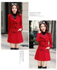 Autumn Winter Women Wool Coat Ladies Woolen Long Coat Female Slim-fit Double-Breasted Jacket with Belt S-3XL