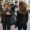 Autumn and Winter Women's Large Size Leather Jacket Solid Color Slim Street Elegant Versatile Top PU Suit Jacket
