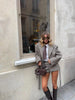 Elegant Plaid Stand Collar Jacket Shorts Set Women Full Sleeve Belted Buttons Blazer Suit Lady Commute Street Outfits