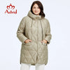 Women's Winter Jacket Plus Size Women Parka Long Down Jackets Hooded Diamond Quilted Coat Female Clothing Split Hem