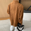Vintage Suede Jackets Women Casual Loose Lapel Single Breasted Blazer Female Autumn Long Sleeves Brown Outwear Lady