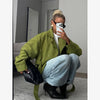 Green Oversized Belt Overcoat Women Elegant Long Sleeve Pleated Lapel Lace Up Windbreaker Autumn Lady Daily Street Outerwears