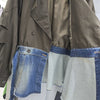 Contrasting Color Splicing Coat for Women Retro Suit Collar Double-breasted Denim Jackets