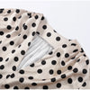 Retro Elegant Satin Polka Dots V Neck Maxi Dress Suit Women Ribbon Lace Full Sleeve Puff Sleeve Waist Cinched Long Dresses