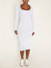 Womens Long Sleeve U-Neck Party Bodycon Midi Jumper Dress Stretch Winter Dresses
