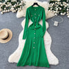 Brand Women Knitted Maxi Dress Aesthetic Y2K Single-breasted Shirt Sweater Dress Lady Party Vestidos