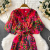 Sexy chic puff sleeve slim Criss-Cross A-line dress Chic Vintage Women Casual women clothing