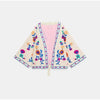 Chic Embroidery Pink Lace Up Woman Short Coat Casual Long Sleeves V Neck Jacket Autumn Lady Commuter Street Outerwear