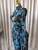 Women Floral Print O-neck Ruched Bodycon Long Maxi Dress Spring Evening Birthday Club Party Vestidos Sexy Dresses