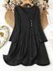 Plus Size Women's Solid Color V-Neck Long Sleeve Pit Stripe Dresses