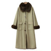 Double-sided Wear Rabbit Fur Coat Women's Winter X-long Parkas Thicken Warm Wool-neck Overcoat Female Streetwear Outerwear