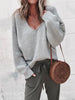 Casual Knitted Sweater Women Streetwear V Neck Long Sleeve Pullovers Loose Solid Coat Autumn Winter Women's Sweater