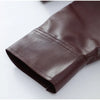 Vintage Wine Red Loose Short Leather Jacket Women Lapel Long Sleeves Zipper Cropped Coat Autumn Lady Street Outwear