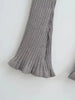 American Retro Wood Ears Cuff Ribbed Knitting Flare Pants Woman High Waist Stretch Slim Skinny Trousers Legging Bottom