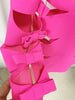 High Street Designer Stylish Dress Women's Long Sleeve Sexy Hollow Out Bow Dress Hot Pink