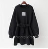 Loose Mid-length Velvet Sweatshirt in Autumn Winter Korean Letter Thickened Jacket Top for Women's Dress