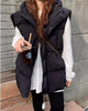 Adjustable Waistcoats Solid Cotton Vest Jacket Women Autumn Winter Hooded Waistcoat Warm Thicken Cotton Sleev