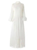 Maxi Dress Women High Neck Long Sleeves Stitching Tassel Hem Solid Color Dresses Female Party Clothing 2DB1143