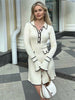 Ruffled Knit Dress Women Autumn Ribbed Contrast Long Sleeve High Waist Lapel Gown Dress Knitwear Ladies Maxi Dress