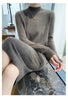 Autumn And Winter 100% Pure Wool Ladies Long Sweater Skirt Semi-High Collar Cashmere Dress Large Knit Bottoming Skirt