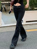Fdey Stripe Slim Vintage Chic Jeans Zipper Pockets Low Waisted Button 90s Pants Streetwear All-match For Women