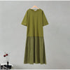 Solid Color Loose Fit Flare Sleeve Tiered Dress Crew Neck Ruffle Hem Pleated Long Maxi Dresses Spring Chic Casual Outwear