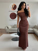 Autumn Women's Off-Shoulder Boat Neck Dress Sexy Elegant Long Skirt Evening Gown for Women